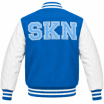 Blue and White Embroidered Varsity Jacket - Image 4