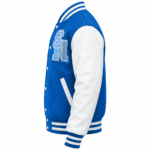 Blue and White Embroidered Varsity Jacket - Image 3