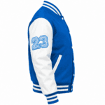 Blue and White Embroidered Varsity Jacket - Image 5